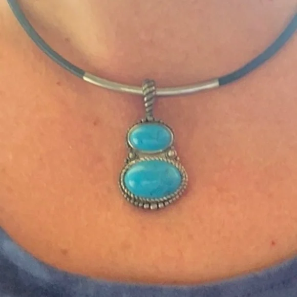 Turquoise Slider Pendant Statement Necklace